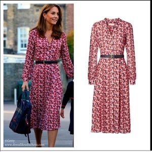 Kate Middleton Michael Kors Midi V-Neck Dress
